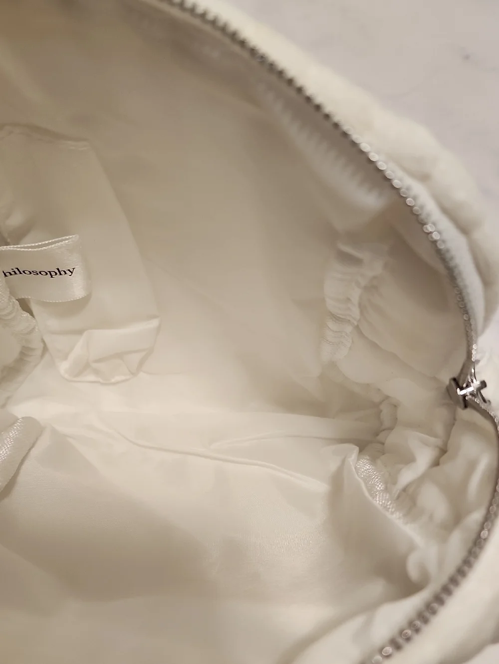 Philosophy Quilted  Cosmetic White Bag